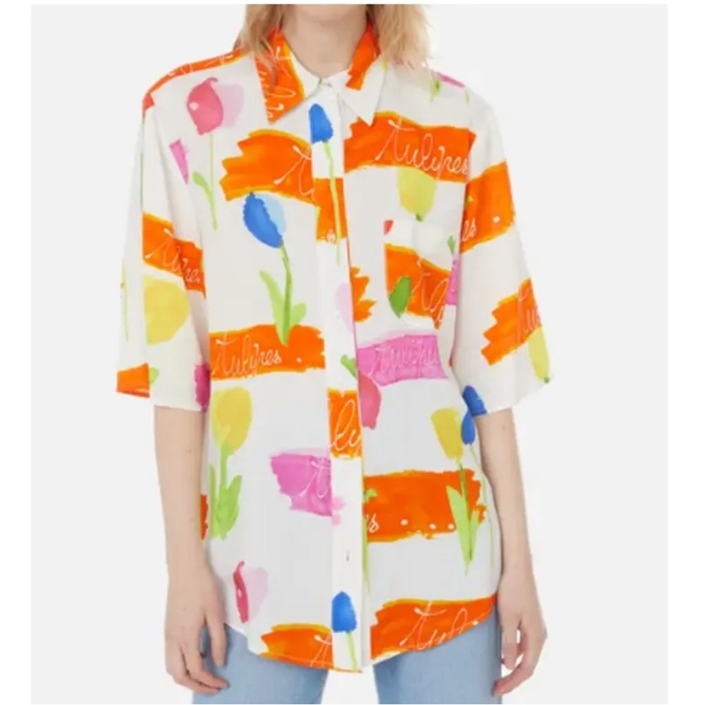 NWT Collina Strada Tulips Oversized Printed Shirt Medium